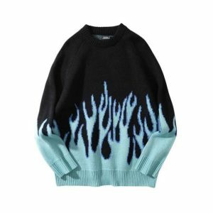 Fire Flames Sweater - Y2K Fashion, Coquette Style, Aesthetic Outfits