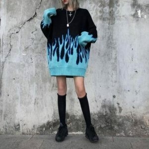 Fire Flames Sweater - Y2K Fashion, Coquette Style, Aesthetic Outfits