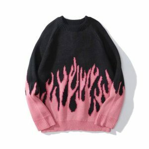 Fire Flames Sweater - Y2K Fashion, Coquette Style, Aesthetic Outfits