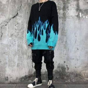 Fire Flames Sweater - Y2K Fashion, Coquette Style, Aesthetic Outfits