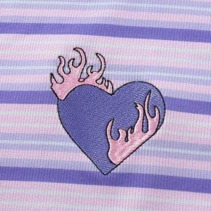 Flaming Heart Crop Top - Y2K Fashion, Coquette Style, Aesthetic Outfits