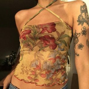 Floral Crop Top - Y2K Fashion, Coquette Style, Aesthetic Outfits