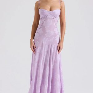 Floral Lace Up Maxi Dress - Y2K Fashion, Coquette Style, Aesthetic Vibes