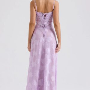 Floral Lace Up Maxi Dress - Y2K Fashion, Coquette Style, Aesthetic Vibes