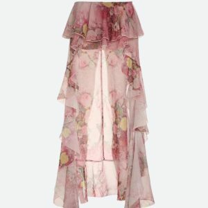 Floral Ruffled Mesh Mullet Skirt - Y2K Fashion & Coquette Style