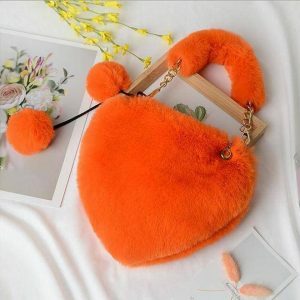 Fluffy Heart Bag: Y2K Fashion Essential for Coquette & Acubi Styles