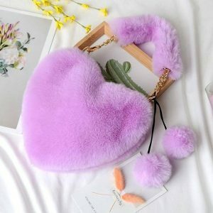 Fluffy Heart Bag: Y2K Fashion Essential for Coquette & Acubi Styles