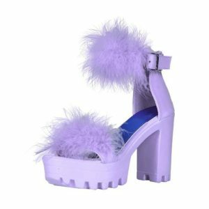 Fluffy Open Toe Party Shoes - Y2K Fashion & Coquette Style Footwear