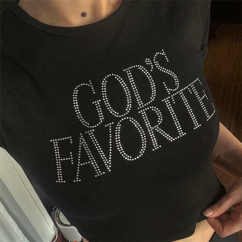 God's Favorite Y2K Crop Top - Dark Coquette Aesthetic & Acubi Style