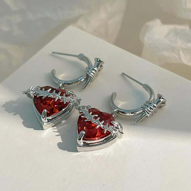 Goth Barbed Heart Earrings | Y2K Fashion & Coquette Aesthetic Jewelry