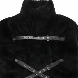 Gothic Faux Fur Fluffy Long Jacket - Y2K Fashion & Coquette Style