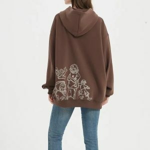 Graphic Printed Hoodie in Y2K Fashion - Coquette & Acubi Aesthetic