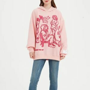 Graphic Printed Hoodie in Y2K Fashion - Coquette & Acubi Aesthetic