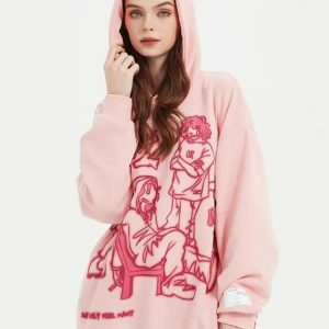 Graphic Printed Hoodie in Y2K Fashion - Coquette & Acubi Aesthetic