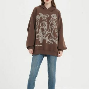 Graphic Printed Hoodie in Y2K Fashion - Coquette & Acubi Aesthetic