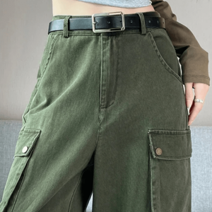 Grassy Green Cargo Jeans - Y2K Fashion, Coquette Style, Aesthetic Outfits