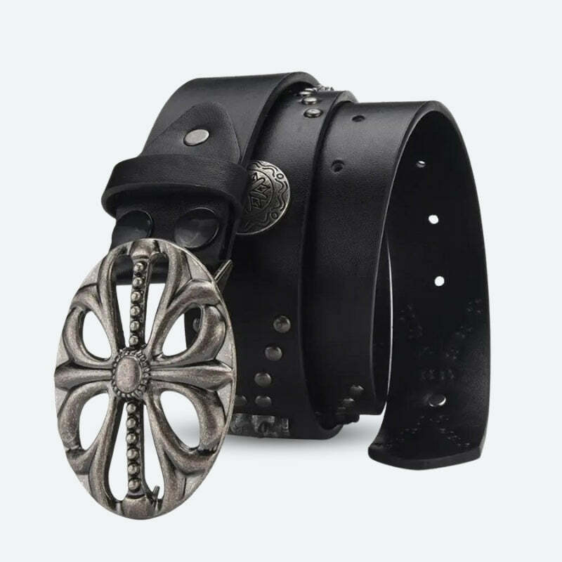 Grunge Cross Buckle Belt - Y2K Fashion & Coquette Style Accessory