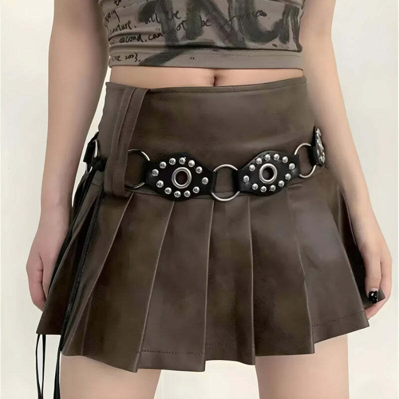 Grunge Faux Leather Lace-Up Belt for Y2K Fashion & Coquette Style