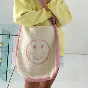 Happy Face Shoulder Bag - Y2K Fashion, Coquette Style, Aesthetic Vibes