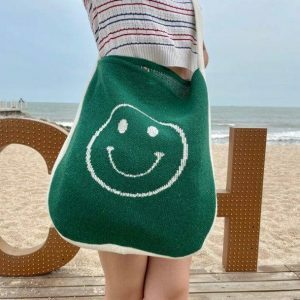 Happy Face Shoulder Bag - Y2K Fashion, Coquette Style, Aesthetic Vibes