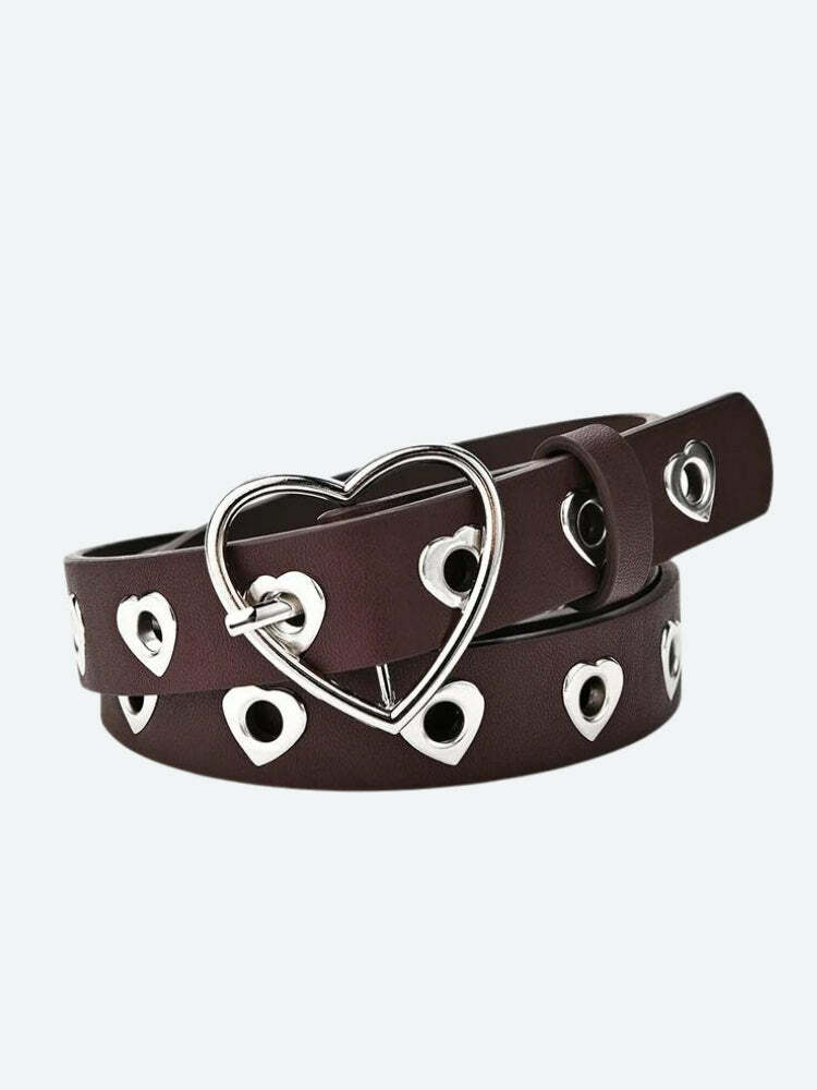 Heart Buckle Faux Leather Belt - Y2K Fashion & Coquette Style Accessory