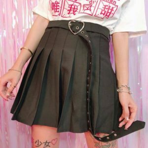 Heart Buckle Mini Skirt - Y2K Fashion, Coquette Style, Aesthetic Outfit