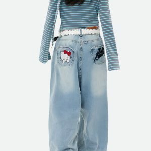 Hello Kitty Jeans: Y2K Fashion Meets Coquette Style for Aesthetic Outfits