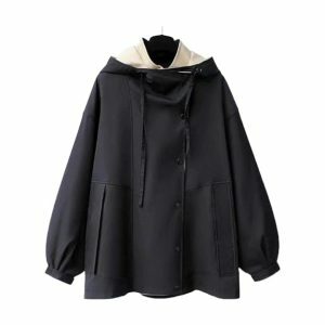 High Neck Loose Jacket - Y2K Fashion, Coquette Style, Aesthetic Outfits