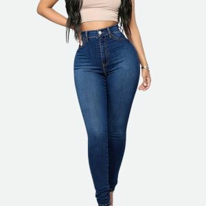 High Rise Denim Skinny Jeans - Y2K Fashion, Coquette Style, Aesthetic Vibes