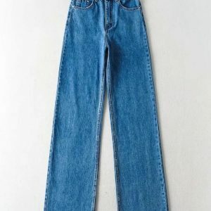 High Waist Casual Washed Jeans - Y2K Fashion & Coquette Style Essential