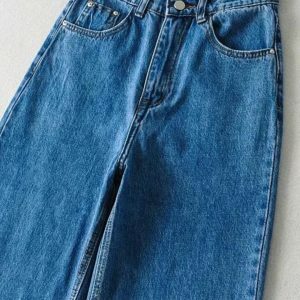 High Waist Casual Washed Jeans - Y2K Fashion & Coquette Style Essential