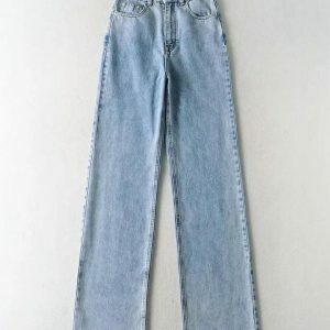 High Waist Casual Washed Jeans - Y2K Fashion & Coquette Style Essential