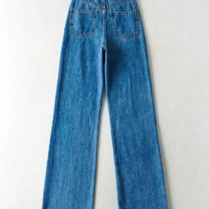 High Waist Casual Washed Jeans - Y2K Fashion & Coquette Style Essential