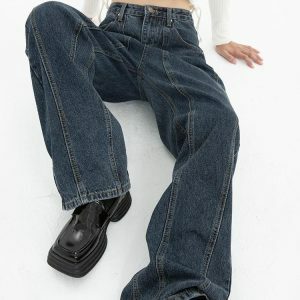 High Waisted Wide Leg Jeans - Y2K Fashion, Coquette Style, Aesthetic Vibes