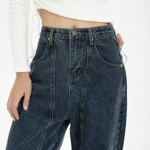 High Waisted Wide Leg Jeans - Y2K Fashion, Coquette Style, Aesthetic Vibes