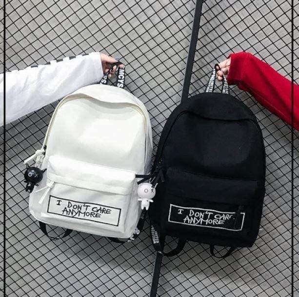 I Don't Care Anymore Y2K Aesthetic Backpack - Coquette & Acubi Style