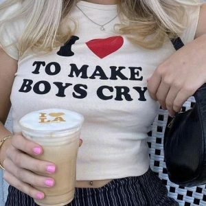 I Love To Make Boys Cry Tee - Y2K Fashion, Coquette Style, Aesthetic Vibes