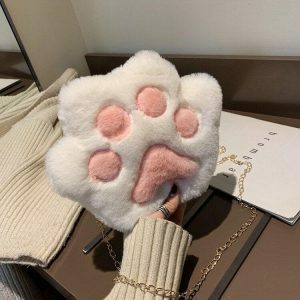 Kawaii Plush Paw Crossbody Bag - Y2K Fashion & Coquette Aesthetic