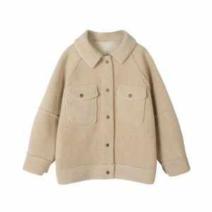 Khaki Loose Jacket - Y2K Fashion, Coquette Style, Aesthetic Outfits