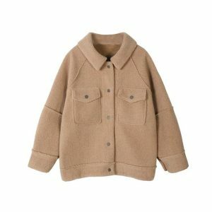 Khaki Loose Jacket - Y2K Fashion, Coquette Style, Aesthetic Outfits