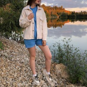 Khaki Loose Jacket - Y2K Fashion, Coquette Style, Aesthetic Outfits