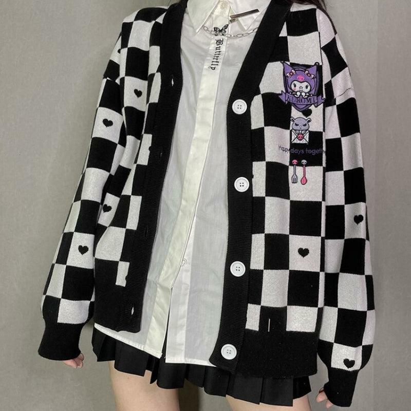 Kuromi Buttoned Black Cardigan - Y2K Fashion & Coquette Style Essential