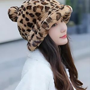 Leopard Ear Plush Hat - Y2K Fashion, Coquette Style, Aesthetic Accessories