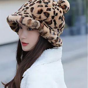 Leopard Ear Plush Hat - Y2K Fashion, Coquette Style, Aesthetic Accessories