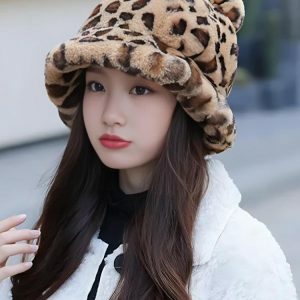 Leopard Ear Plush Hat - Y2K Fashion, Coquette Style, Aesthetic Accessories