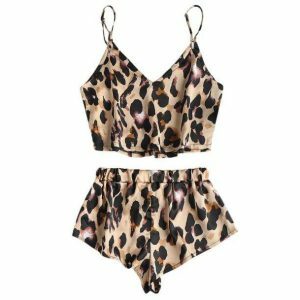 Leopard Satin Pajama Set - Y2K Fashion & Coquette Style Sleepwear