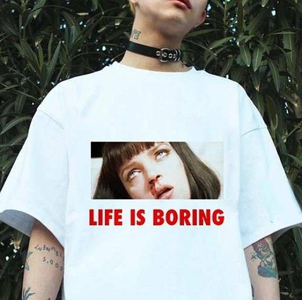 Life Is Boring T-Shirt - Y2K Aesthetic, Coquette Style, Soft Girl Era