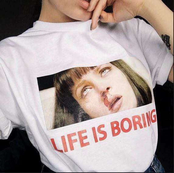 Life Is Boring T-Shirt - Y2K Aesthetic, Coquette Style, Soft Girl Era