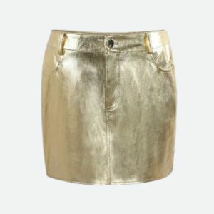 Metallic Faux Leather Mini Skirt - Y2K Fashion & Coquette Style Essential