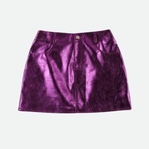 Metallic Faux Leather Mini Skirt - Y2K Fashion & Coquette Style Essential